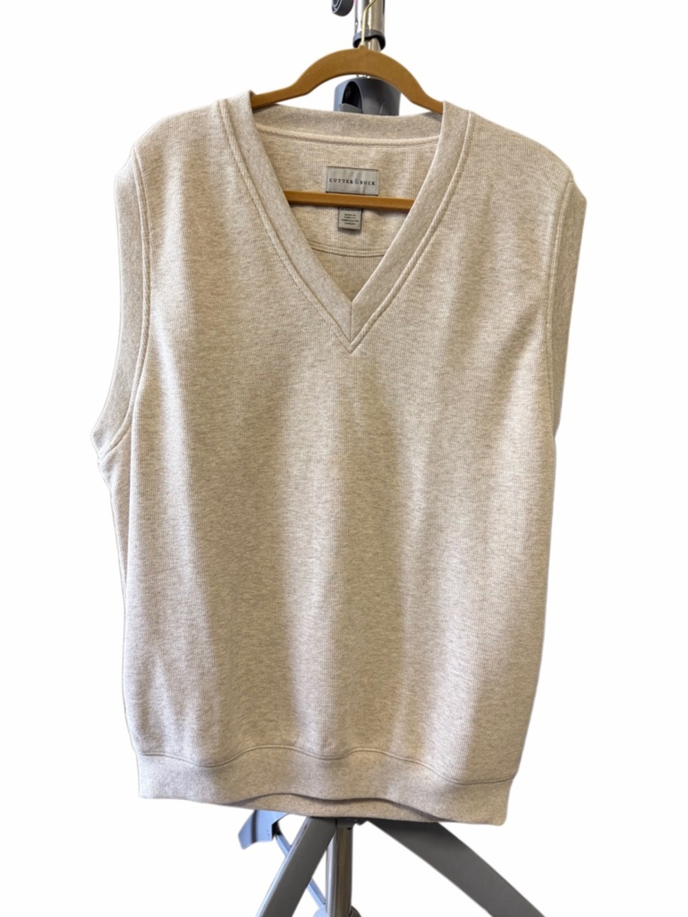 Cutter & Buck Men's V-Neck Sweater Vest in Light Beige